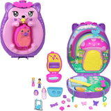Polly Pocket GKJ64 - Bærbar Pineapple Pocket Box med 8 sjove funktioner, Polly og Purple dukker, 2 tilbehør og klistermærkeark; legetøj til børn fra 4 år og derover Pupusi Naty Shop Mamma pindsvinebarn