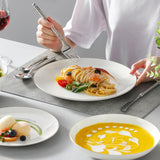 MALACASA 4-personers porcelænssæt Bone China 16-delt porcelænssæt rund hvid med guldkant Kombinationssæt med 4 middagstallerkener 4 desserttallerkener 4 Suma-tallerkener og 4 kornskåle NORI-serien