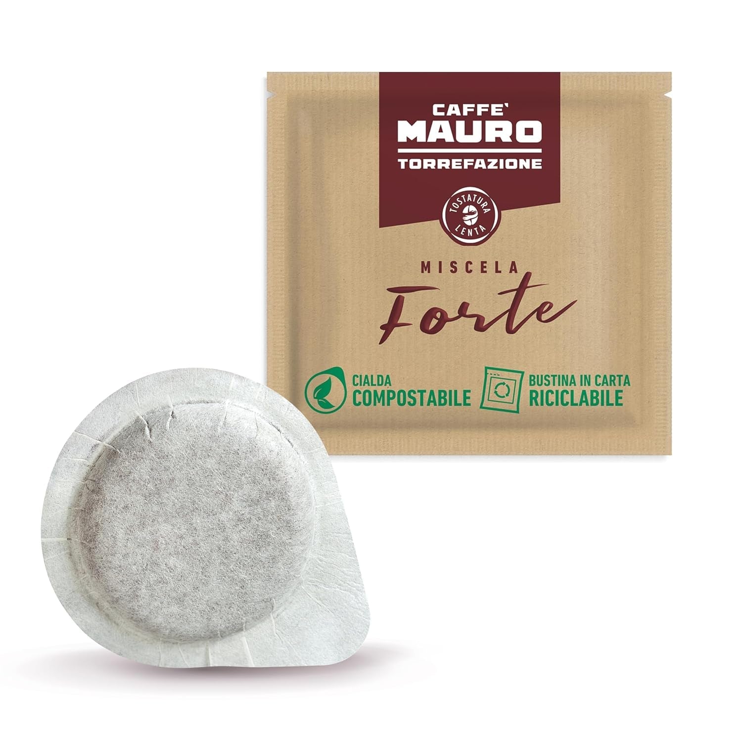 Caffè Mauro Torrefazione Kaffee Komposterbare Pods, Genbrugspakke, Original Mischung - 100 stk - Intensitet 10/10 - Kompatibel med ESE System Papir Pads 44 mm
