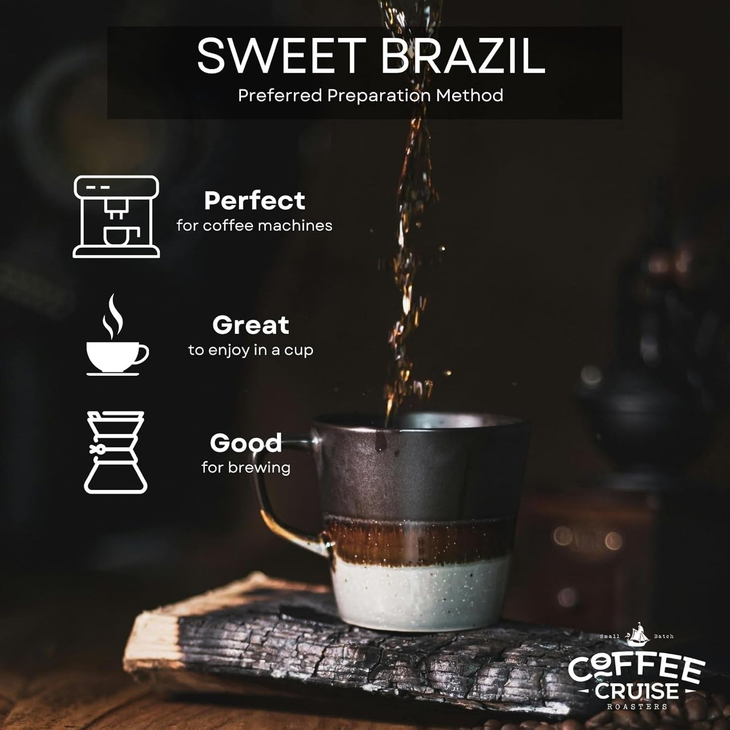 COFFEE CRUISE Sweet Brazil Brasilianische Kaffeebohnen 1kg - Mittlere Röstung - Aroma Kakao und Schokolade - Für All Kaffeemaschinen - 100% arabisk