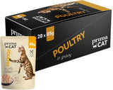 PrimaCat - Klassisk vådfoder til katte, smag af fugl i sauce, 28 x 85 g