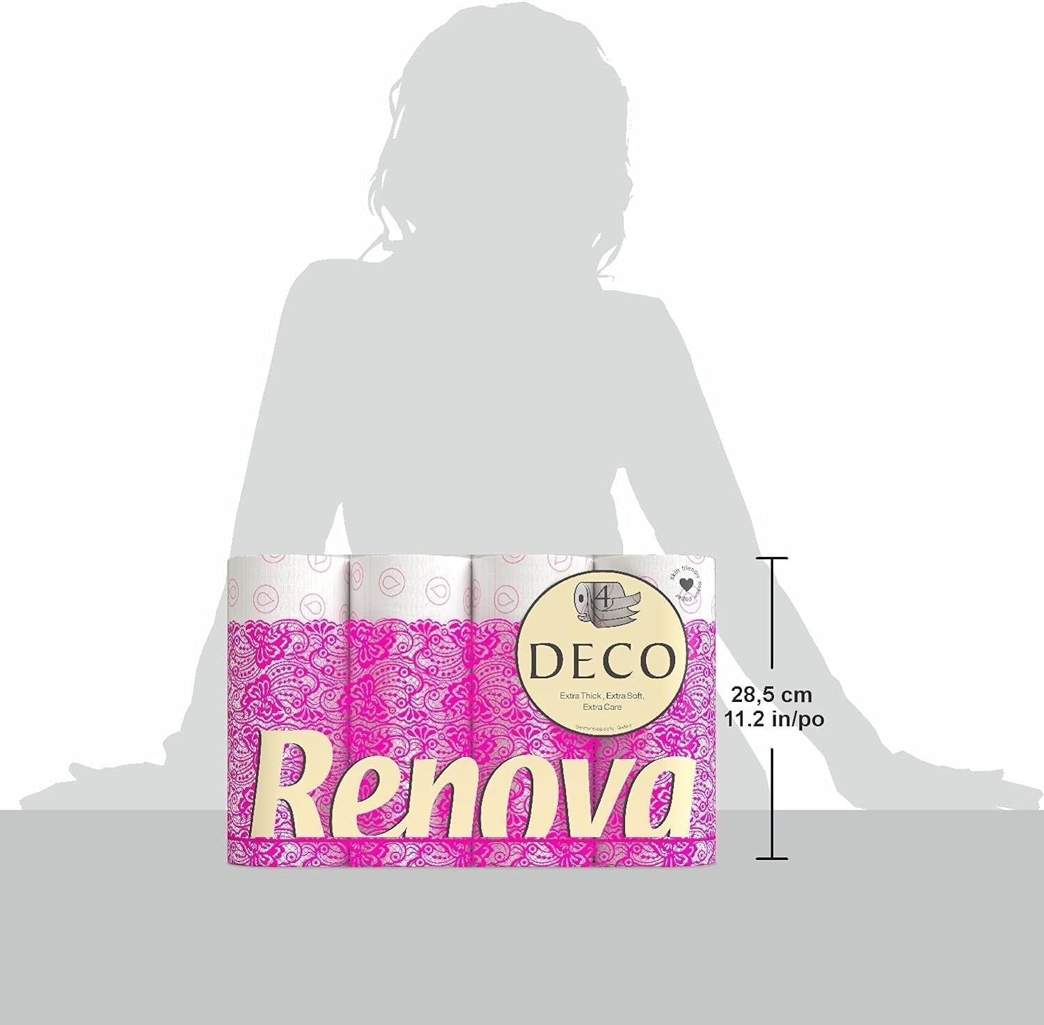 Toiletpapir Renova 4 lag hvid dekoreret duftende - 12 ruller rulle Blanco Decorado Perfumado