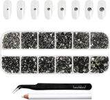 Beadsland 2500 stk Glas Nailart Strasssteine ​​​​Kristall Flatback Edelsteine ​​​​Runde, ​​Für Handwerk Gemischt 8 Größen SS4 ~ SS30 Mit Picking Pinzette Und Stift (Kristall Weiss)