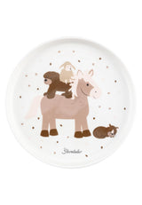 Sterntaler porcelænsstel rustikt design - skridsikker og aftagelig silikonebundt porcelænsstel - Baby & børnestel med tallerken, 400 ml skål og 200 ml krus, hvid