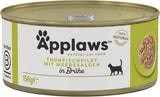 Applaws 100% naturlig Premium-Nassfutter for Katzen, Thunfischfilet med Algen i Brühe - Pakning med 24 x 156g Dosen
