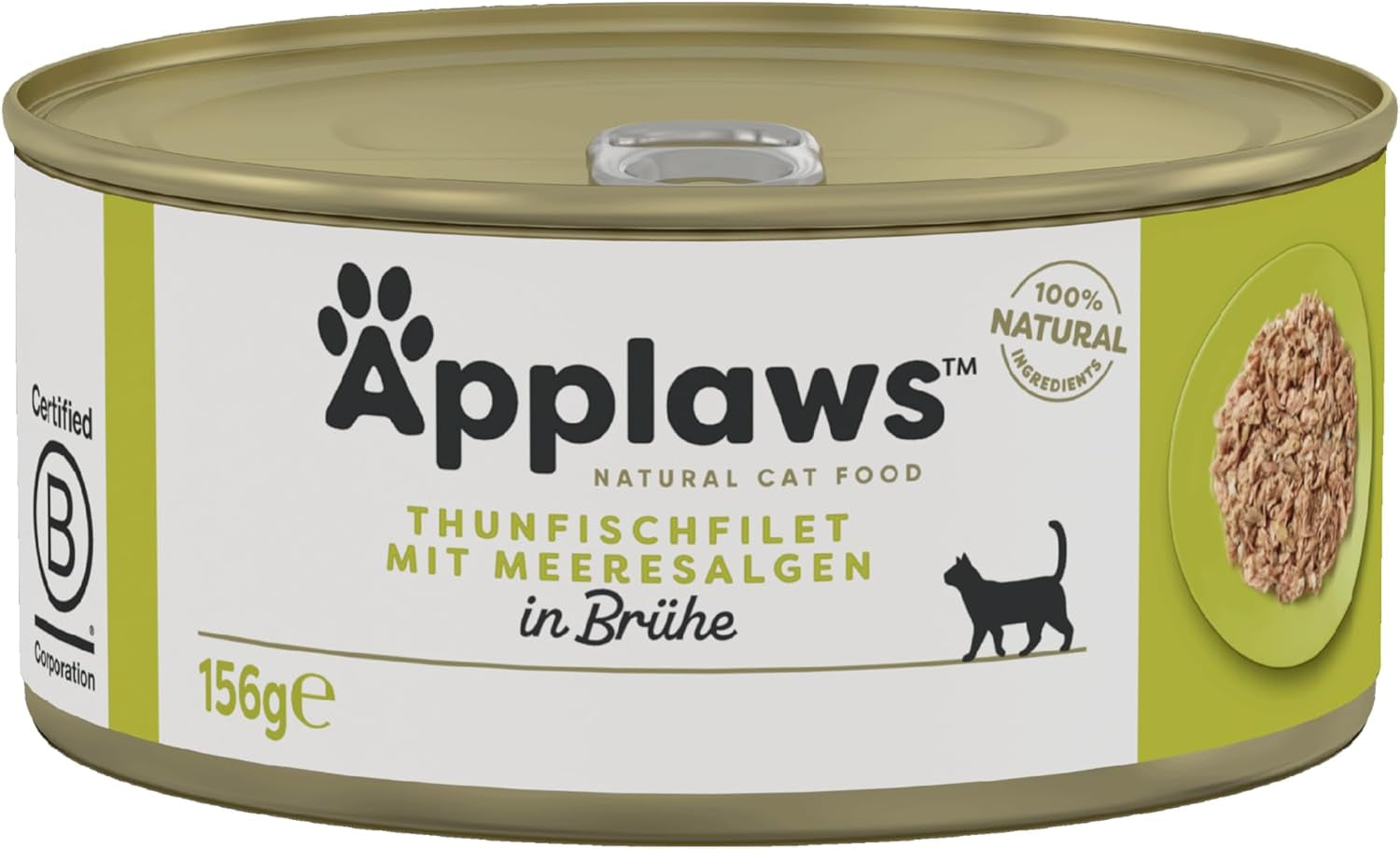 Applaws 100% naturlig Premium-Nassfutter for Katzen, Thunfischfilet med Algen i Brühe - Pakning med 24 x 156g Dosen