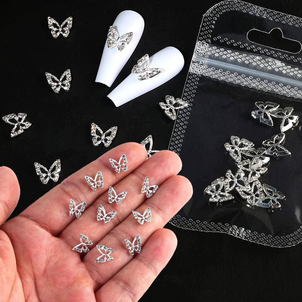 10 stykker legeret sommerfugl negle charms metal negle kunst vedhæng sten til diamanter negle ædelstene Negle smykker kunst dekorationer Negle kunst smykker fremstilling