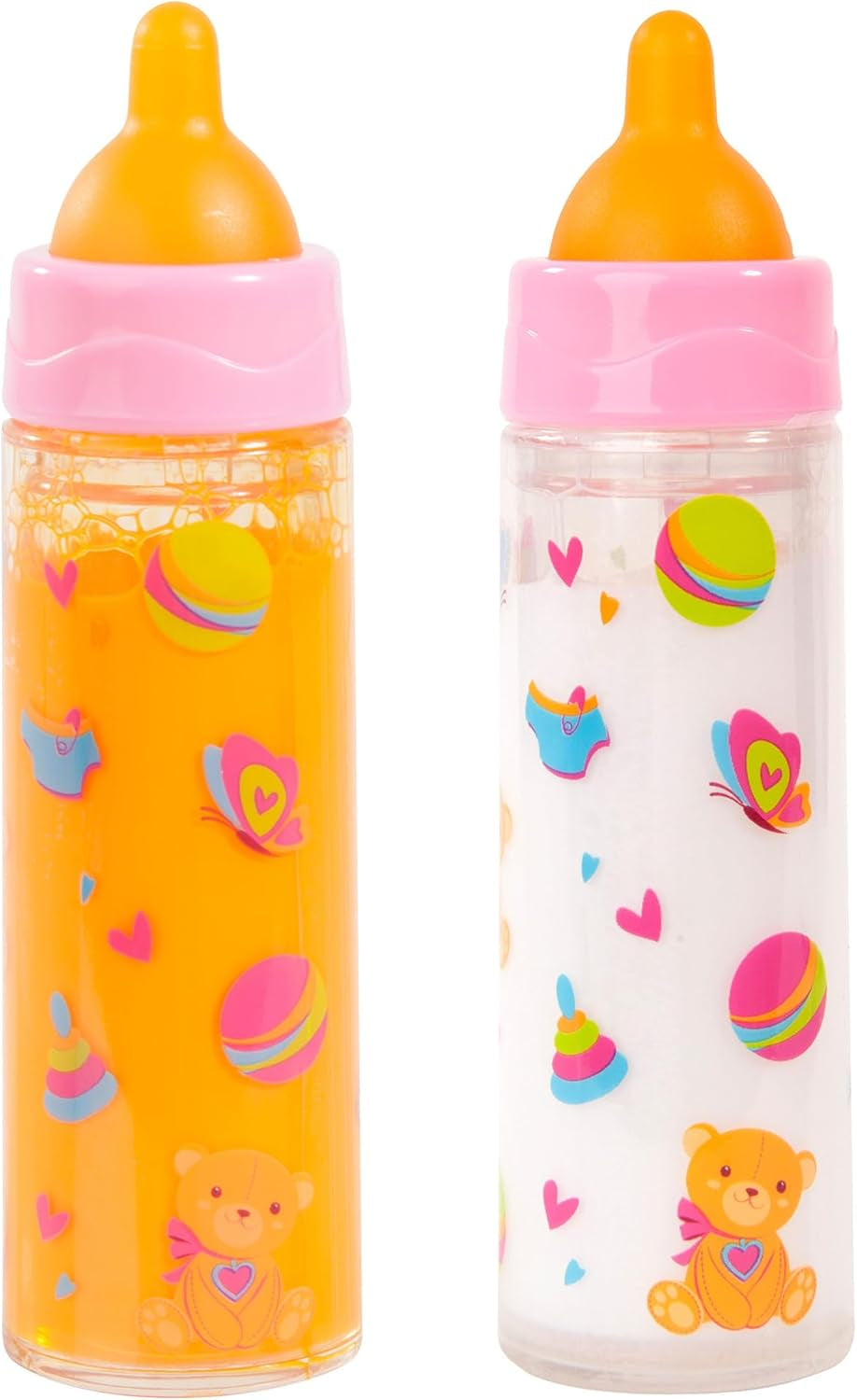 Bayer Design 79201AE magisk flaske, mælkeflaske, drikkeflaske, dukketilbehør, hvid og orange