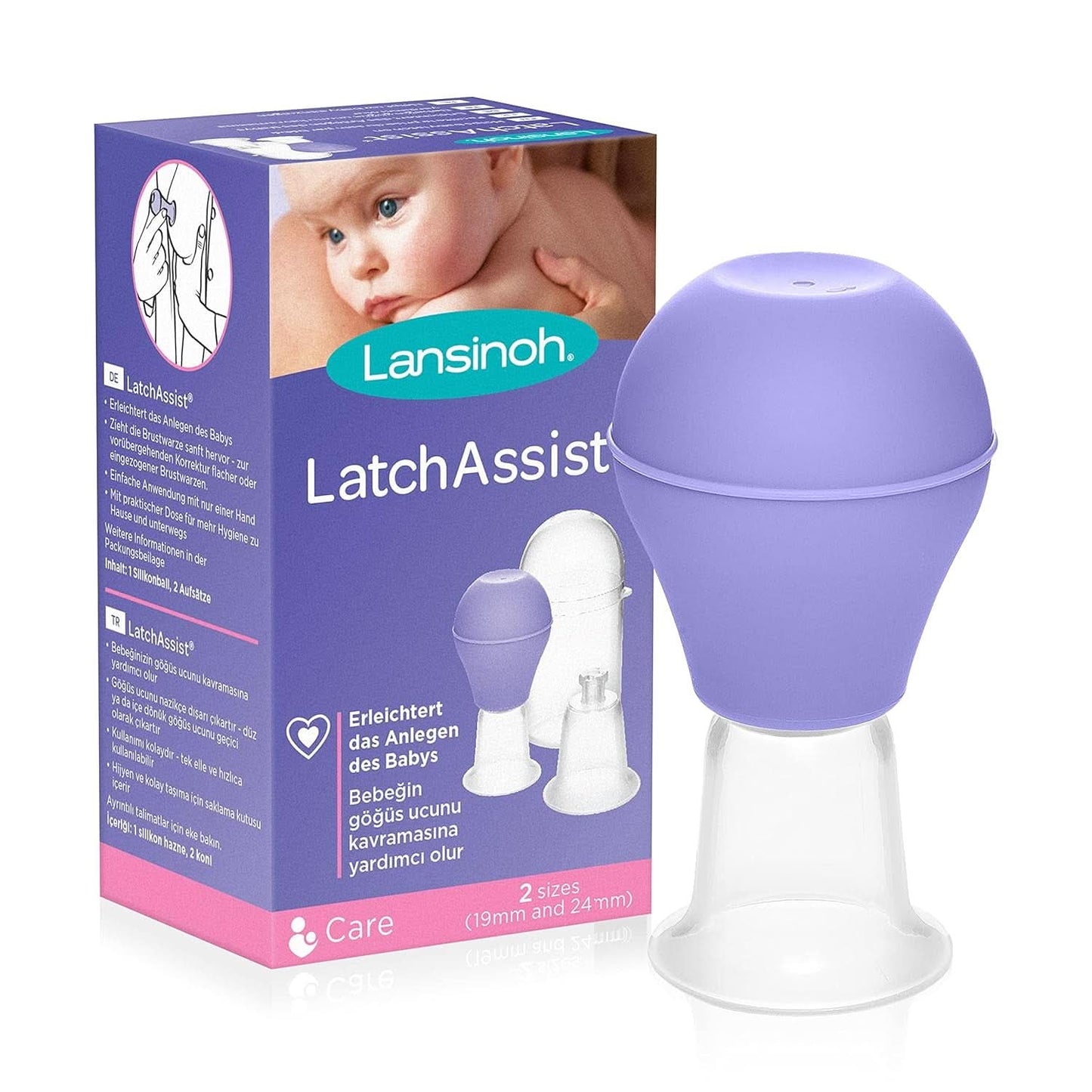 Lansinoh Latch Assist Nipple Everter med etui til ammende mødre, tilbyder midlertidig korrektion af flade eller omvendte brystvorter, 2 størrelser kegler i pakken og hygiejnisk bæretaske Accesorii Hrana si Alaptare Bebe Naty Shop Latchassist Brustwarzenformer