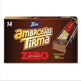Vafler med mørk chokolade Tirma 70% kakao | Uden tilsat sukker | Velegnet til keto-diæter | Lav kulhydrat | Til diabetikere Chokoladewafers Multi Pack | 3 stk | 64,5 g