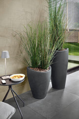 Scheurich Wave Globe High, høj plastbeholder, sort granit, diameter 29,8 cm, højde 40 cm, volumen 6 l.