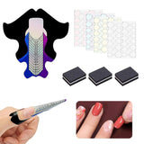 100 stk. Nail Art-skabeloner Modelleringsskabeloner Selvklæbende med 4 ark Klarklæbende neglepuder og 3 neglefiler Gel-negleforlængertilbehør til kunstige negle