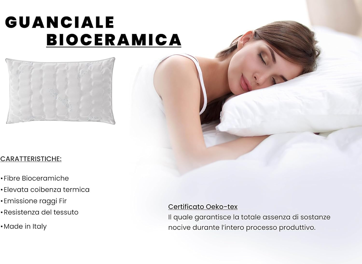 Italiensk sengetøj MB Home Italia, pude, biokeramik, lysegrå, 45 x 75 cm Naty Shop standardpuder