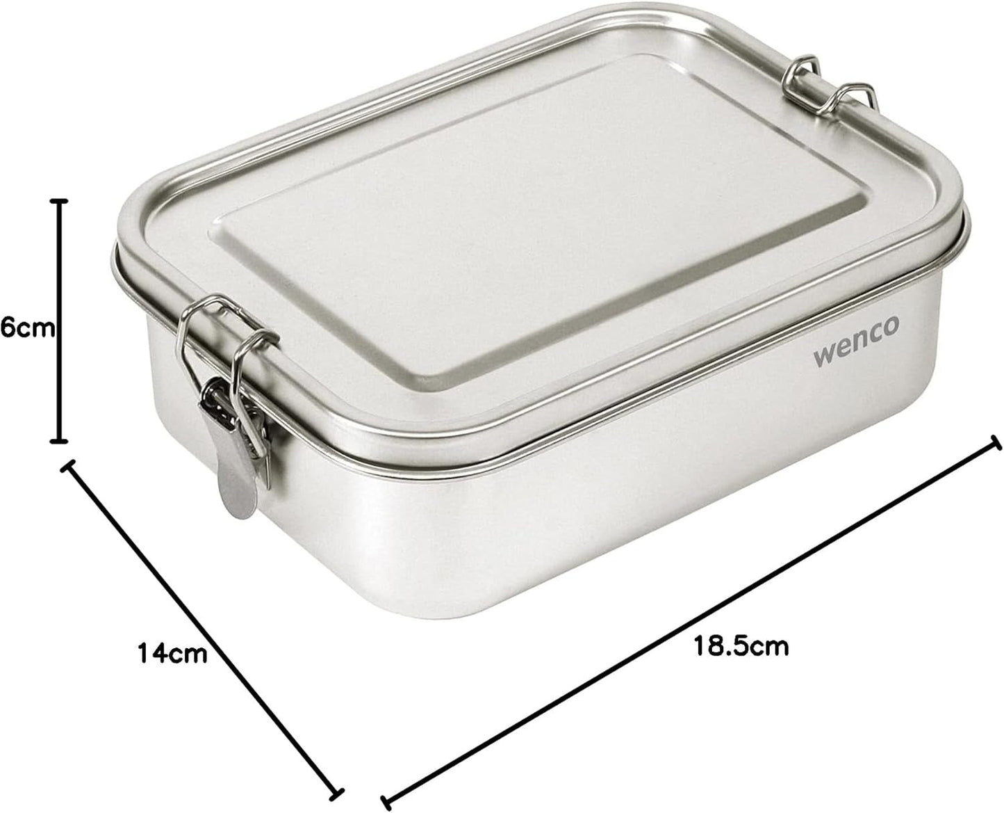 Wenco Rustfrit stål Madkasse 2 Rum Stor Kapacitet 850ml Madkasse Vandtæt Opvaskemaskine Tåler Inklusiv erstatnings Silikonering 18,5 x 14 x 5,5 cm Sølv (2 pakke) Madopbevaringsbokse Naty Shop