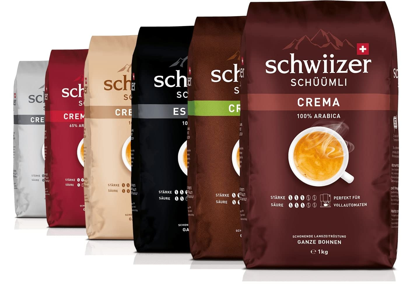Schwiizer Schüümli Intenso, kapsel, malet kaffe 1 kg - Intensitet 4/5 - UTZ certifikat (pakke med 4)