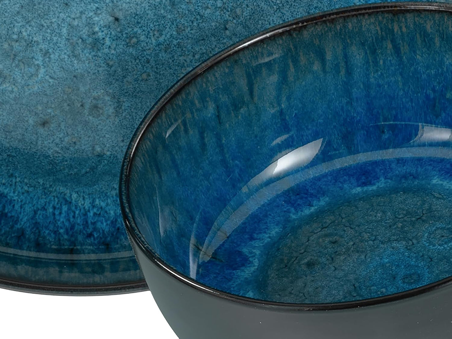 CreaTable, 20149, Nordic Fjord Blue Series, 16-delt porcelænssæt til 4, Porcelænskombinationsservice, Tåler opvaskemaskine og mikroovn, Kvalitetsfremstilling