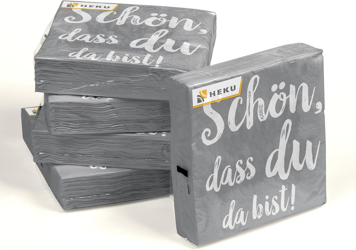 HEKU 'Schön Dass Du Da Bist' cocktailservietter, 3 lag, 25X25cm, 150 styk I Elegant design I Ideelt til festligheder I Praktisk pakket