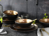CreaTable, 23598, GLAMOR Series - Guld, 16-delt porcelænssæt, Porcelænskombinationsservice, Tåler opvaskemaskine og mikroovn, Kvalitetsfremstilling