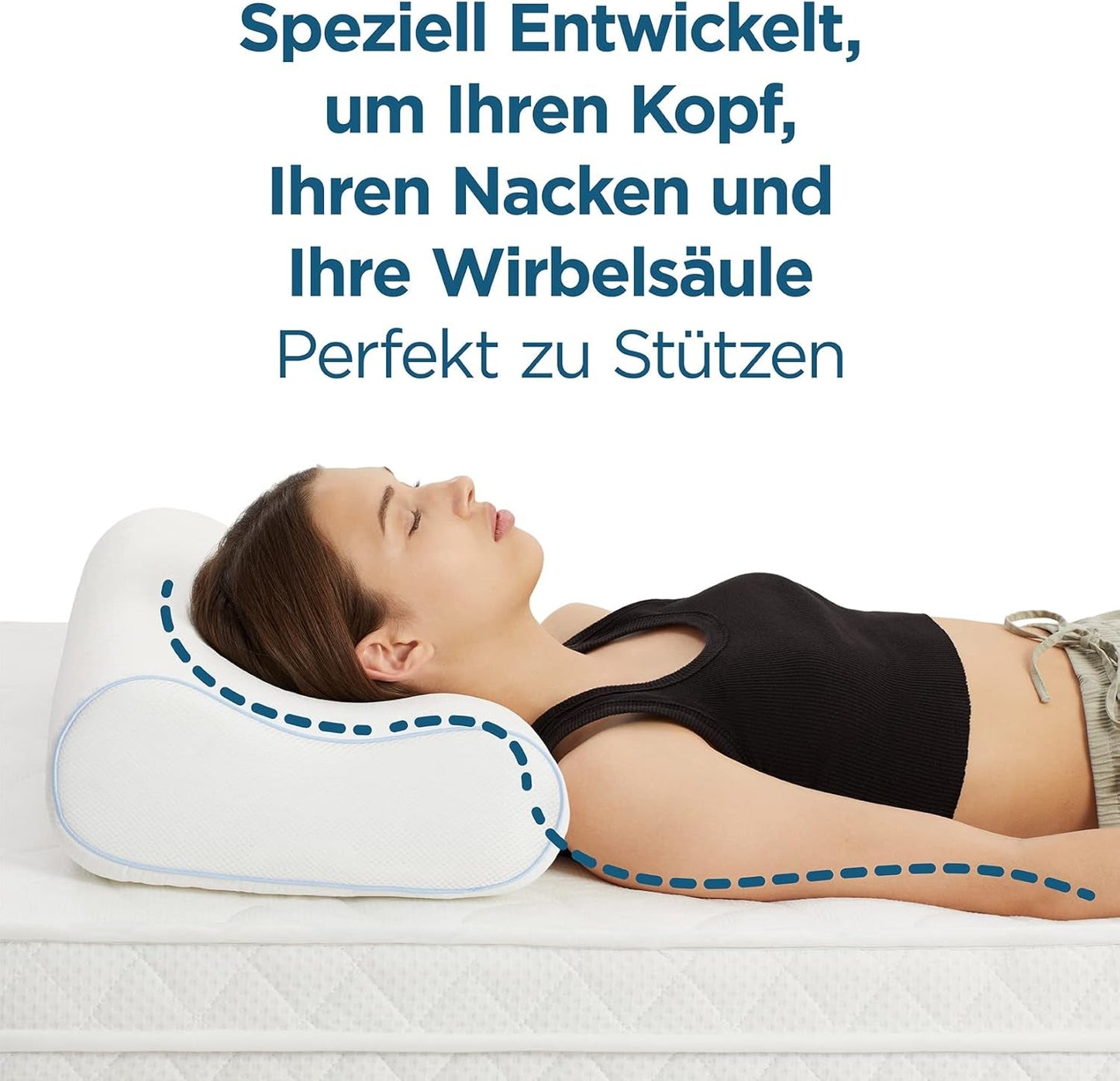 ORTHOVERSE ortopædisk pude - nakkestøttepude, sovepude, pude, memory foam pude, pude, nakkesmerter pude - højdejusterbar, aloe vera betræk, lægehjælp Naty Shop Cervical Ortopædiske puder