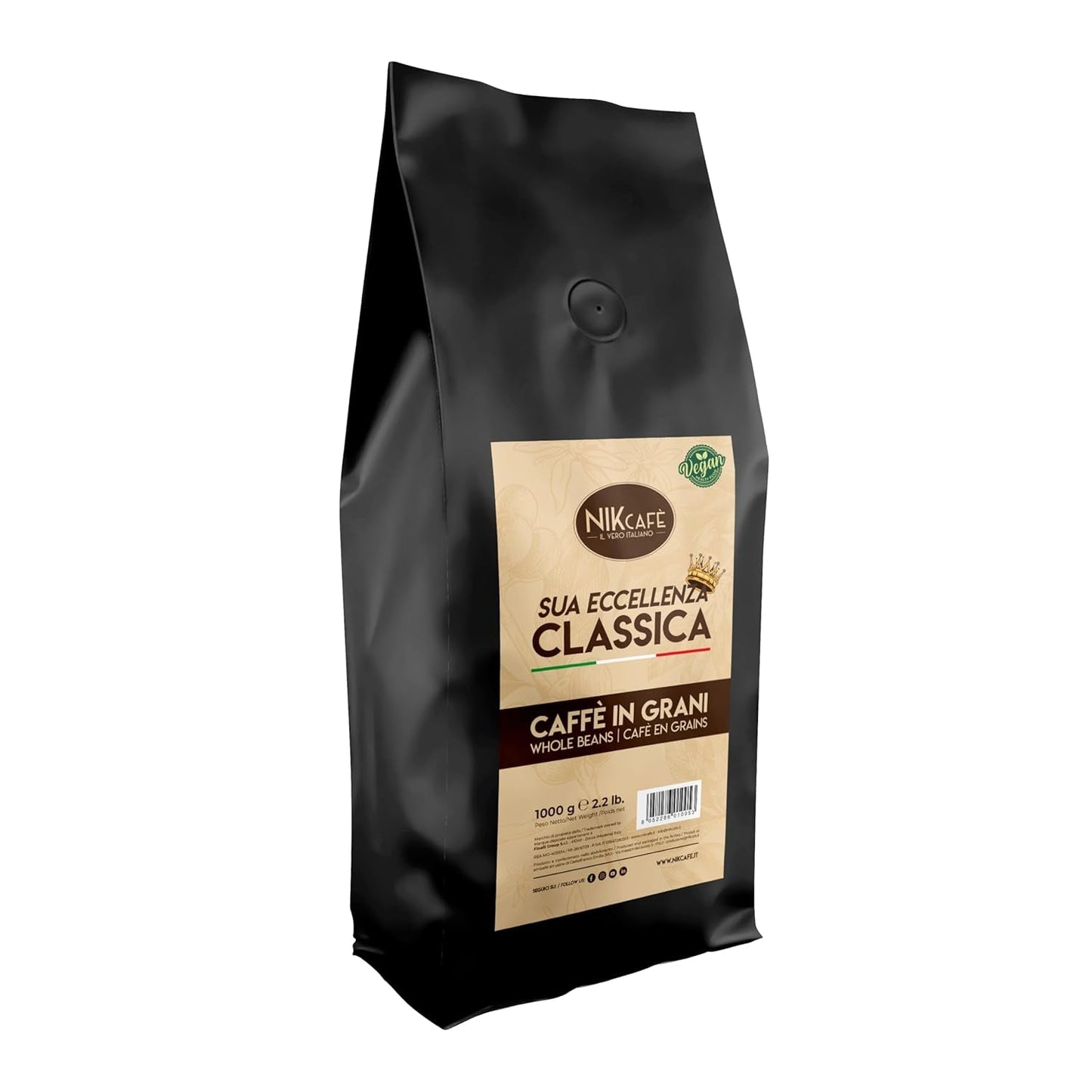NIK CAFE' – Classico blend – ristede kaffebønner. Hans Excellence, den robuste. 100% robust