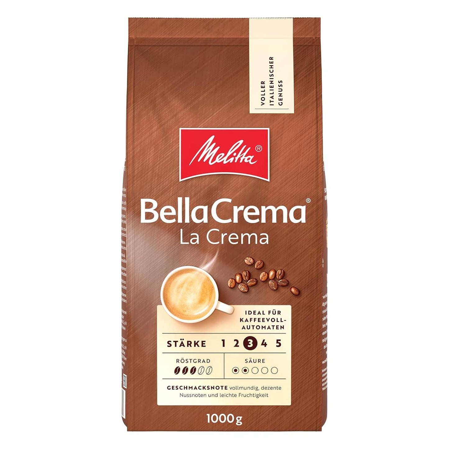 Melitta BellaCrema La Crema kaffebønner 1 kg og BellaCrema Decaffeinato koffeinfri kaffebønner 1 kg