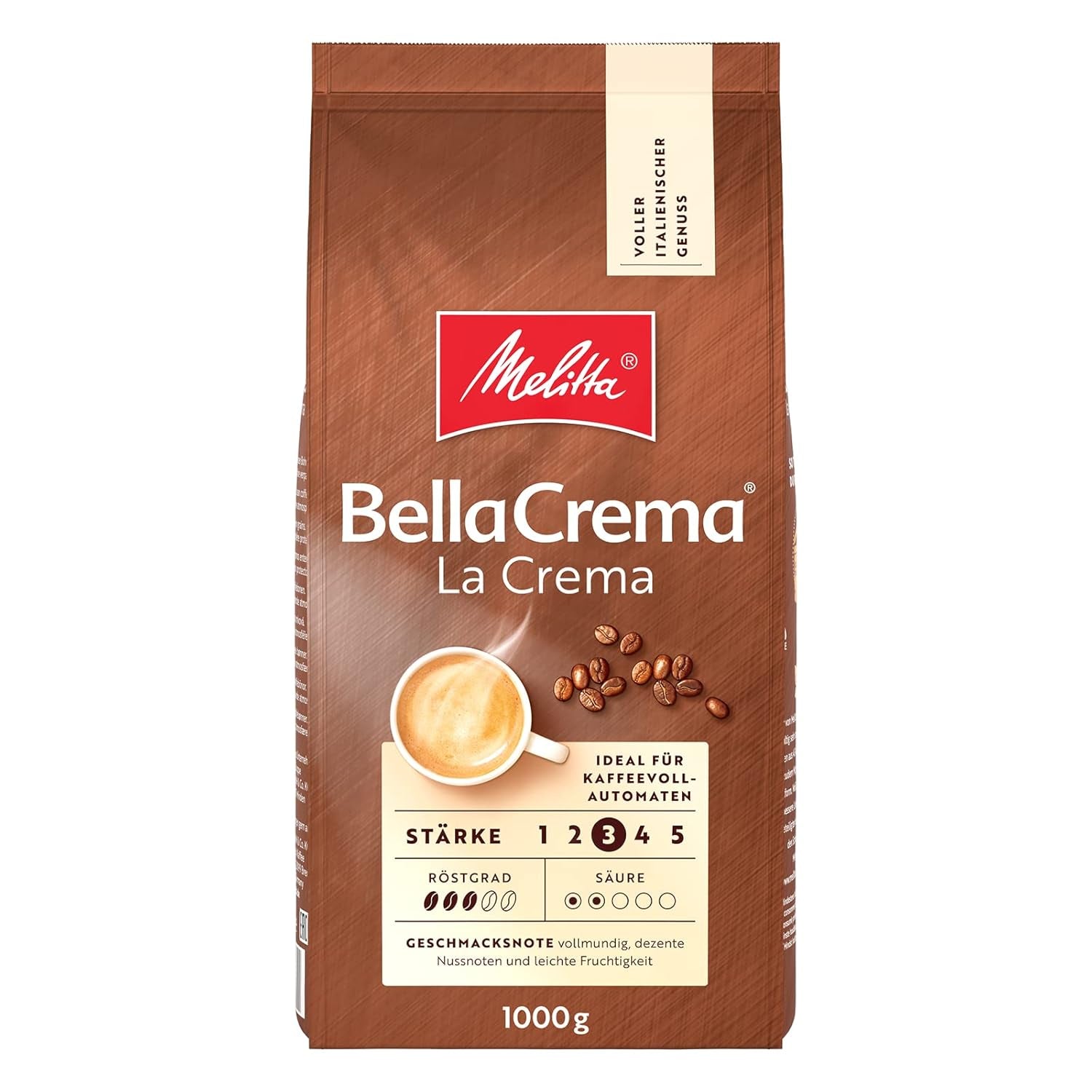Melitta BellaCrema La Crema kaffebønner 1 kg og BellaCrema Decaffeinato koffeinfri kaffebønner 1 kg