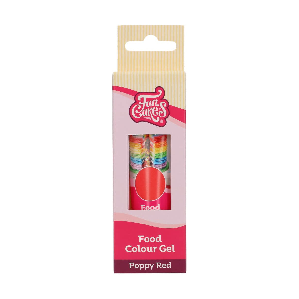 Funcakes madfarve, geléfarve, valmuerød: Højkoncentreret madfarve til dej, creme, fondant og marcipan. Nem dosering. Enkelt dråbe for at skabe levende farver. Halal. 30 g.