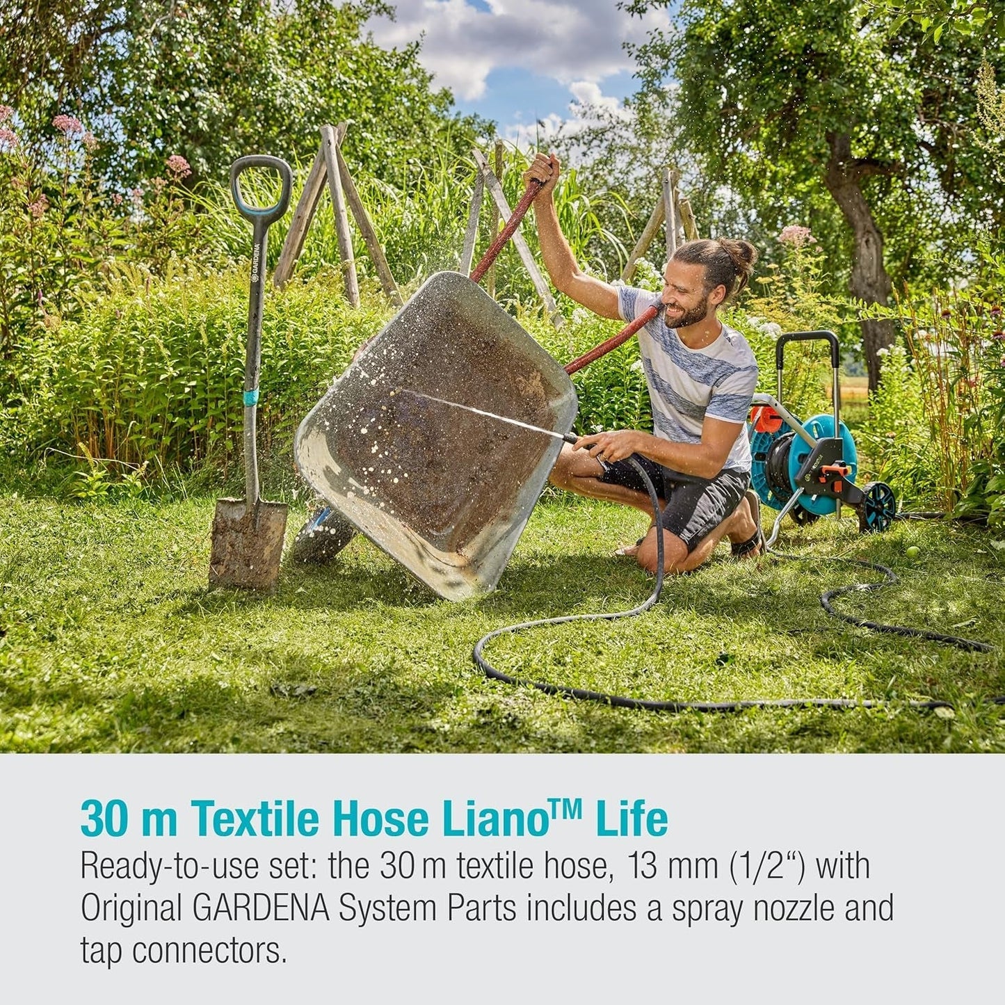 Gardena Liano Life 1/2 tommer tekstilslange, sæt 30m: Ekstremt fleksibel tekstilhaveslange med PVC inderslange, knækfri, let, vejrbestandig (18457-20)