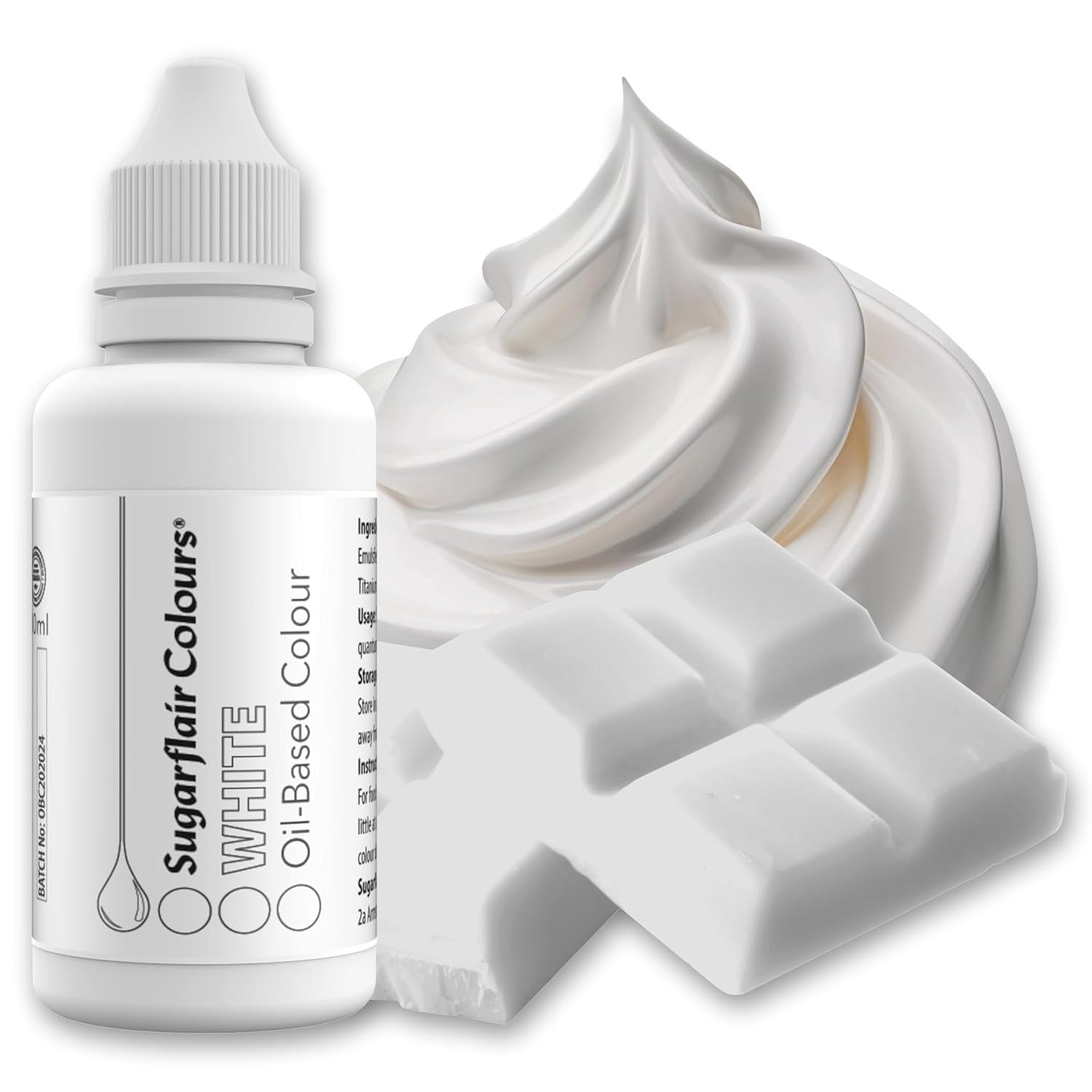 Sugarflair Pastel Mixer oliebaseret madfarve, hvid - Madfarve til chokolade, smørcreme, sukkerpasta og alle fedtopløselige fødevareingredienser - 30 ml