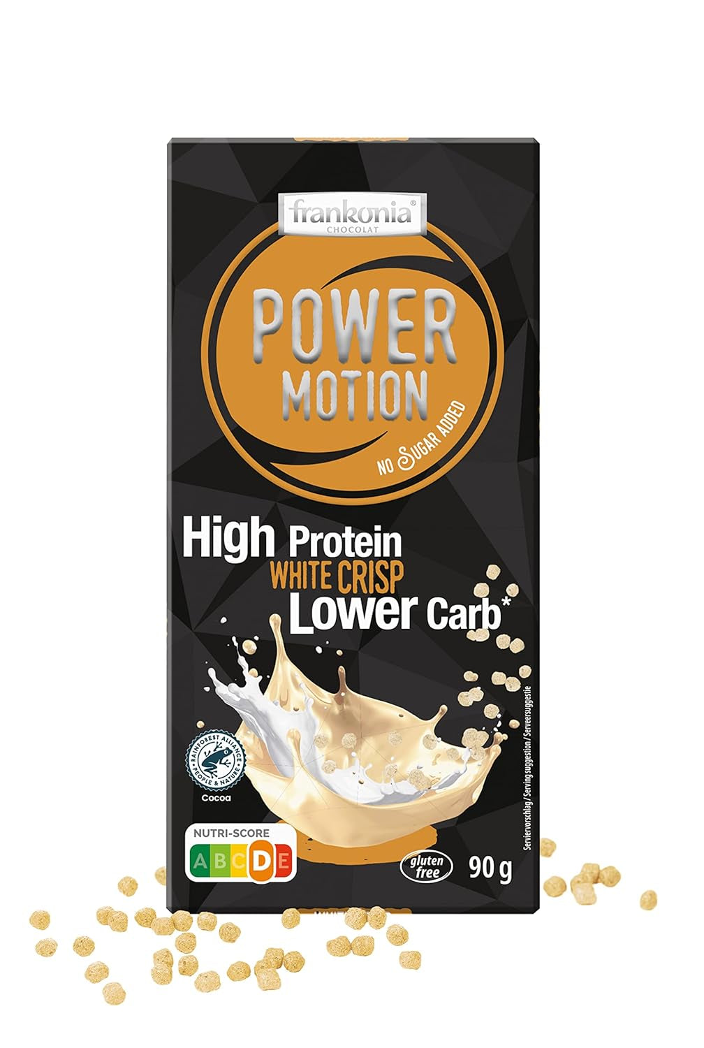 frankonia CHOCOLAT POWER MOTION uden tilsat sukker - Sprød hvid chokolade med højt protein- og lavt kulhydratindhold, 90 g