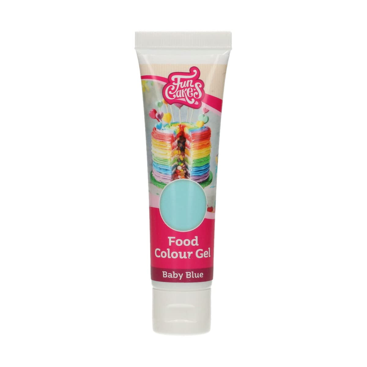 Madfarve Funcakes Gel Blue Baby: Højkoncentreret madfarve til dej, creme, fondant og marcipan. Nem dosering. Enkelt dråbe for at skabe levende farver. Halal. 30 g.