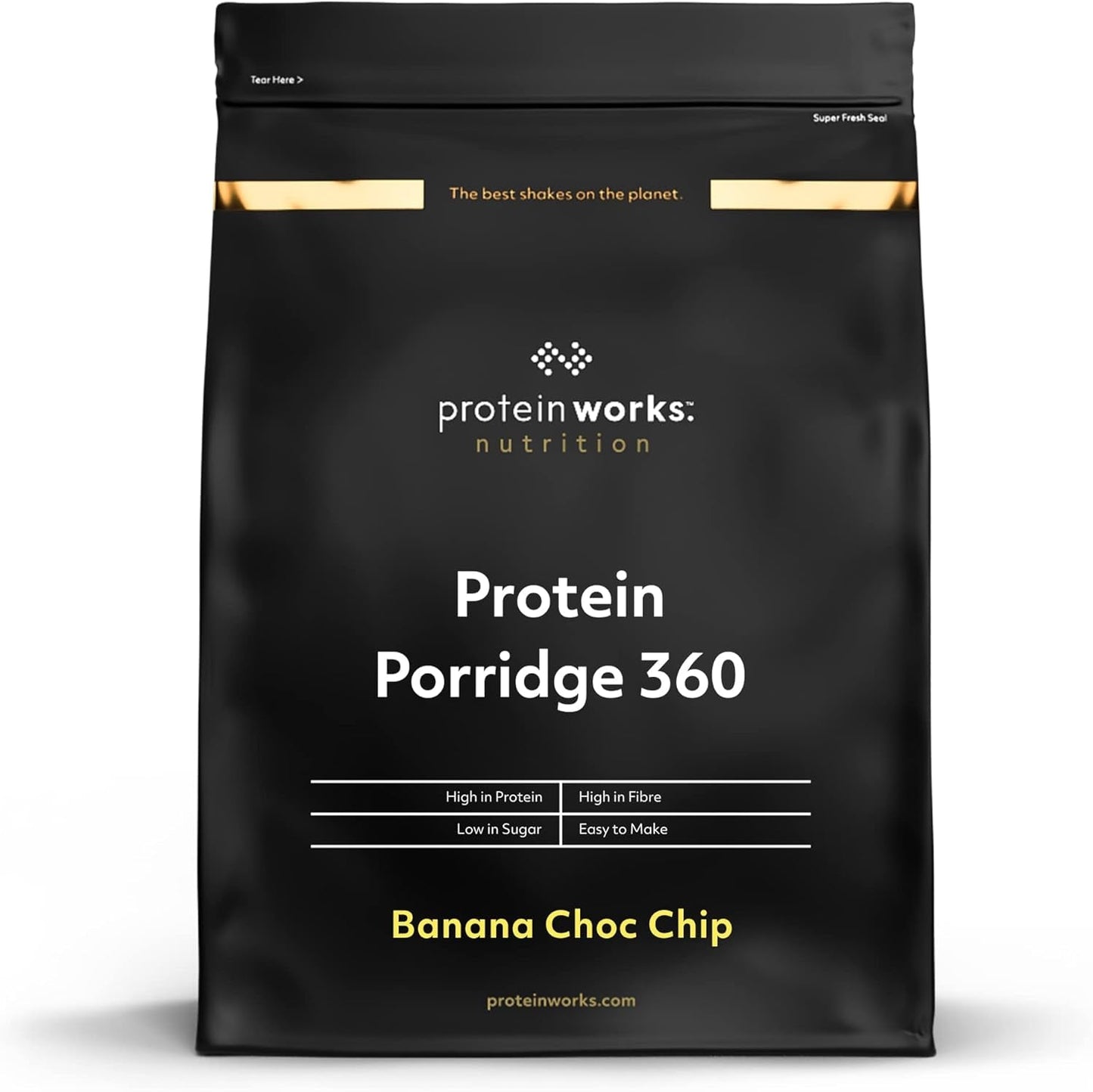 Protein Works - Proteingrød 360​| Myte Yderligere vitaminer og mineraler | Proteinreiches Frühstück | Kalorienarme Haferflocken | 6 portioner | Banan-choko-chip | 500G Cereal Naty Shop Standardtitel