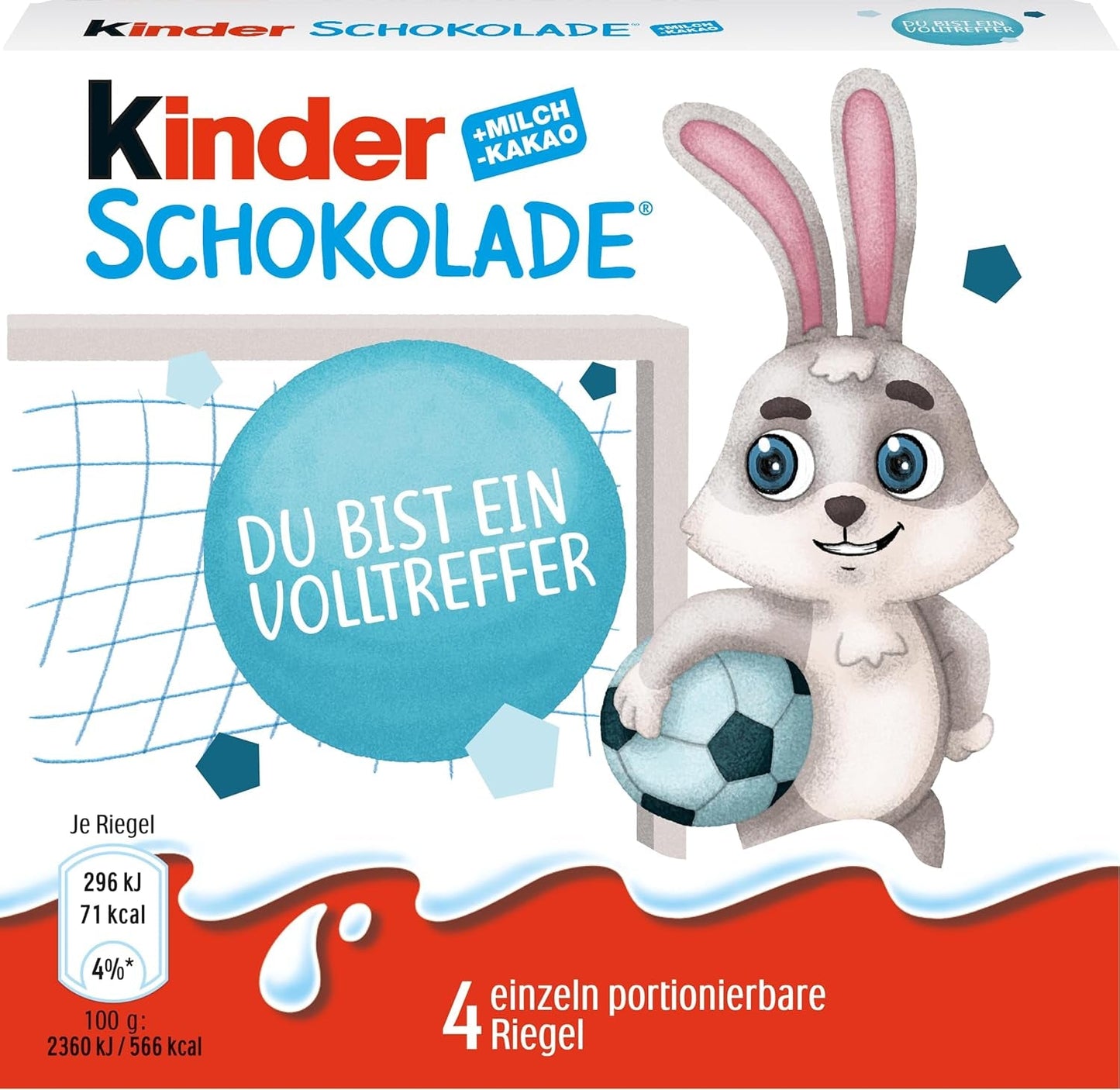 Kinder Chokolade (20 x 50 g) - Valentinsdagsgave til ham og hende, karneval og fastelavnsslik - Fyldte mælkechokoladebarer - 20 pakker med 4 individuelle barer hver