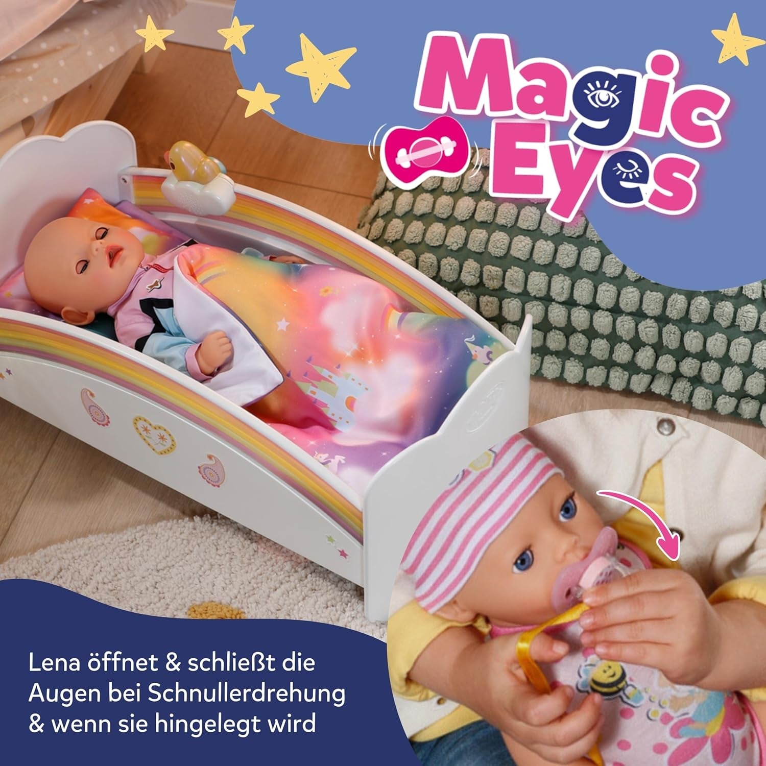 Baby Born Lena babydukke (Girl) - 36 cm - 7 funktioner inklusive tilbehør og madras - Fungerer helt uden batterier - Velegnet til små børn fra 1 år