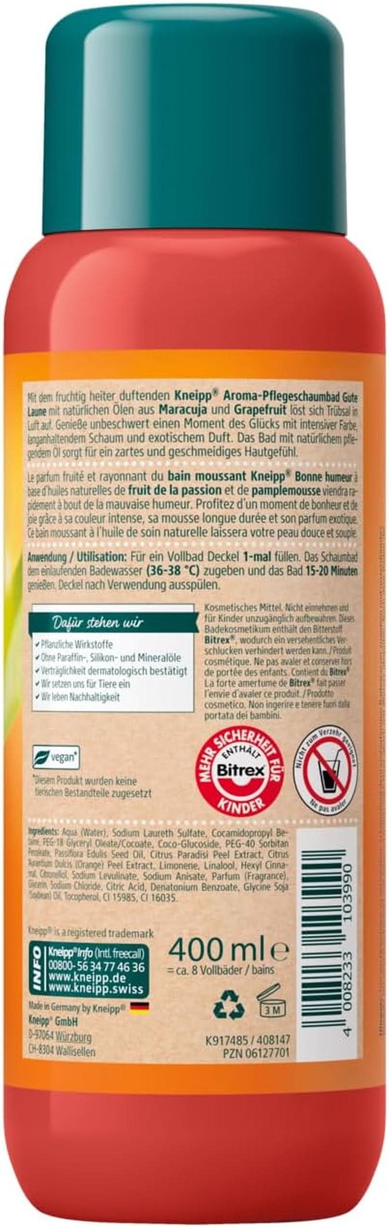 Kneipp Aroma, Good Mood aromatisk skumbadadditiv, 400 ml Brusebad og bad Naty Shop