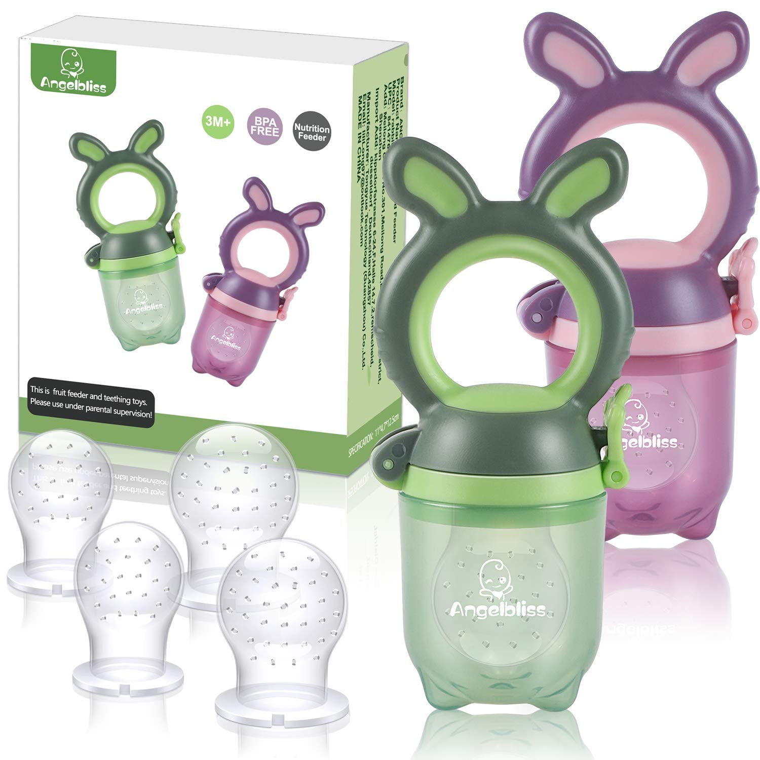 Tétine Pour Bébé/Tétine à Fruit/Tetine Grignoteuse Bebe/Tétine D'alimentation Pour Bébé - Toy de Dentition Pour Bébé, Sans BPA (pakke med 2)