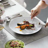 MALACASA 12-personers spisestel, Amelia 48-delt moderne porcelænsstel, bordservice med 12 middagstallerkener, desserttallerkener, suma tallerkener og kornskåle, moderne 12-personers stel - hvid