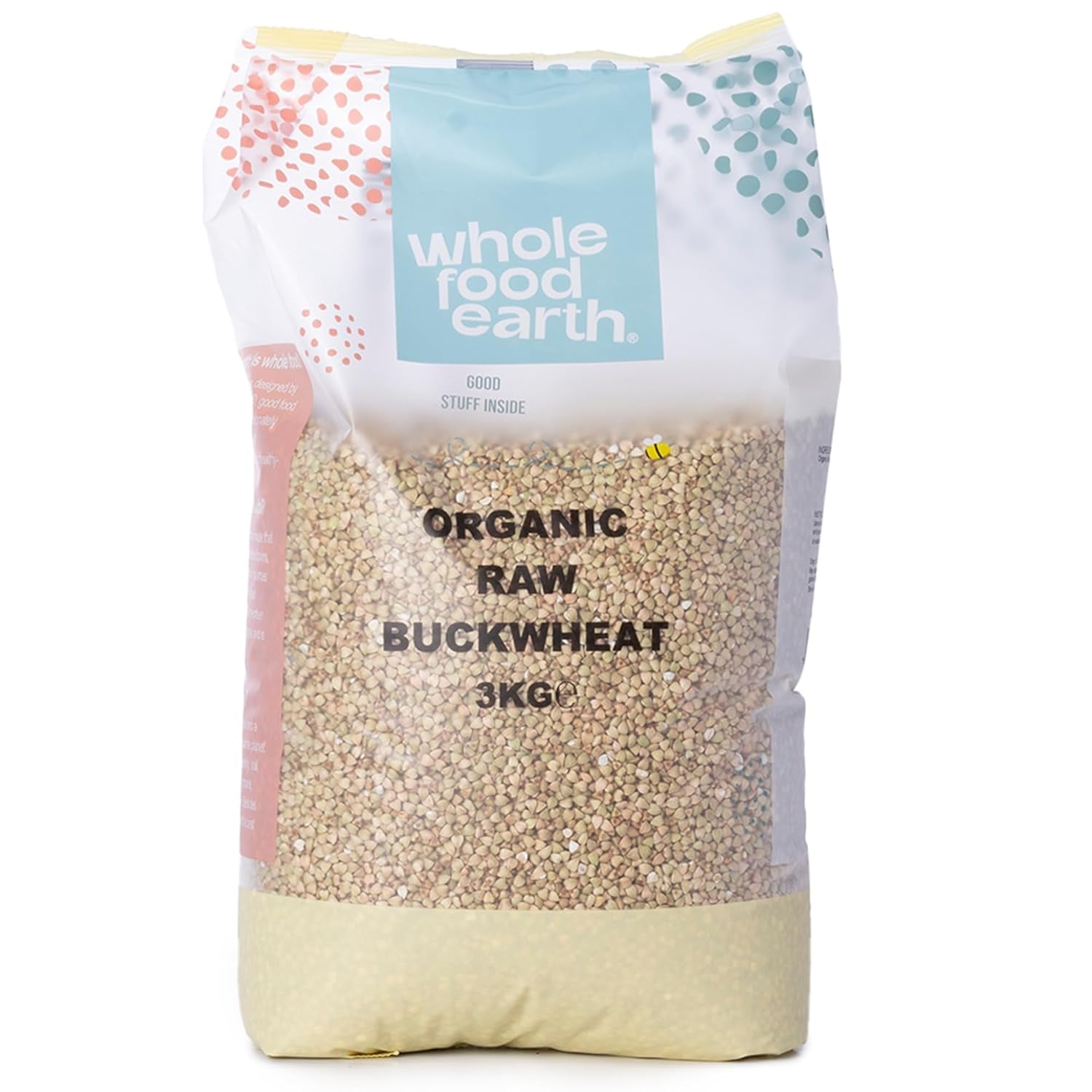 Wholefood Jord Økologisk Boghvede - 3 kg - Ikke-GMO - Vegansk - Højt fiberindhold - Certificeret økologisk