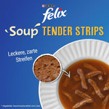 Felix suppestrimler, kattesuppe, blandet variant, pakke med 8 (8 x 6 poser á 48 g hver)