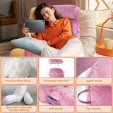XL læsepude til seng og sofa med aftagelig nakkerulle, ideel rygpude til voksne med memoryskum til behagelig læsning, arbejde, leg, se tv, afslapning (pink)