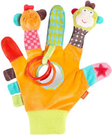 Fehn legehandske safari - abe og elefant baby fingerdukker & enhjørning baby klokke sokker - baby sokker med klokke funktion og enhjørning hoved - stimuler motorik og sanser Bebe Toys Naty Shop