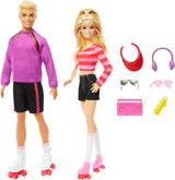 Barbie Fashionista sæt med 2 modedukker og 6 tilbehør, Barbie og Ken modedukker på ruller, 65 års jubilæums samlerfigurer, HXK90 Naty Shop Dukker
