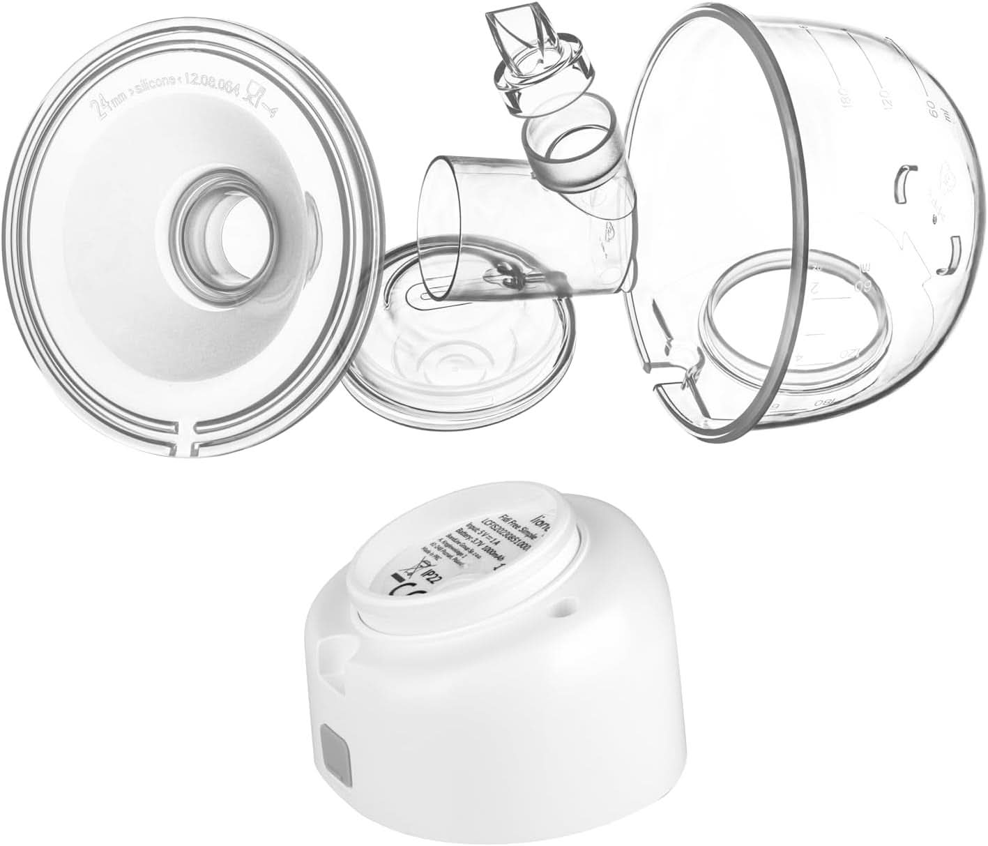 Enkel elektrisk modermælkspumpe LIONELO Fidi Free 180 ml, bærbar pumpe med 2 faser, energibesparende 9 niveauer, 3 størrelser silikonetragte Timer Tilbehør Mad og amning Bebe Naty Shop