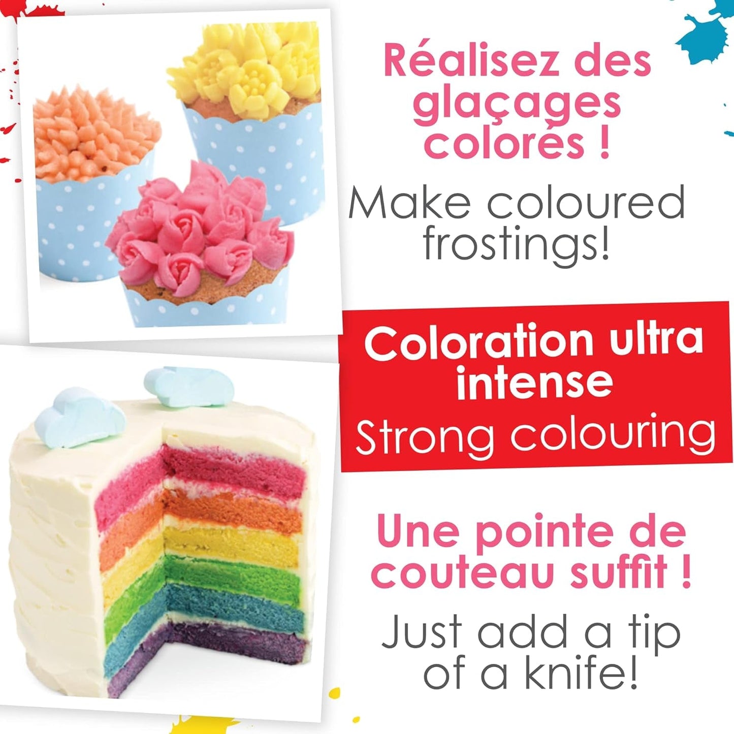 Scrapcooking - Sæt med 3 pulvermadfarve - Rød Gul Blå - Madfarve til bagning, kager, småkager, småkager, dej, fondant, regnbuekage - 4011