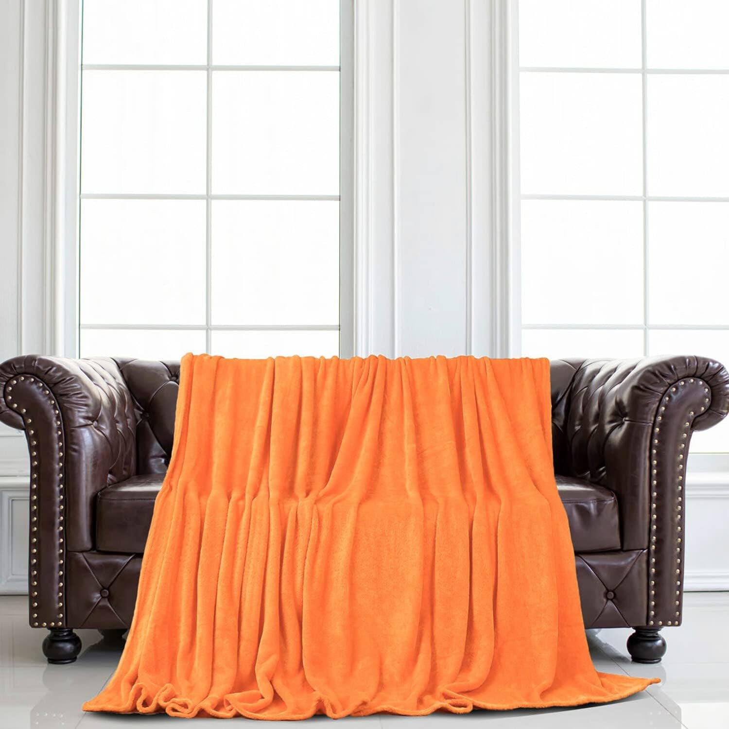 Sourcing Map Hyggeligt tæppe tæppe sengetæppe Blødt & varmt fleece tæppe som sofa tæppe Sofa tæppe Stue og krammetæppe Blødt plys uldtæppe Orange 150X200Cm Senge og tæpper Besuche den uxcell-Store