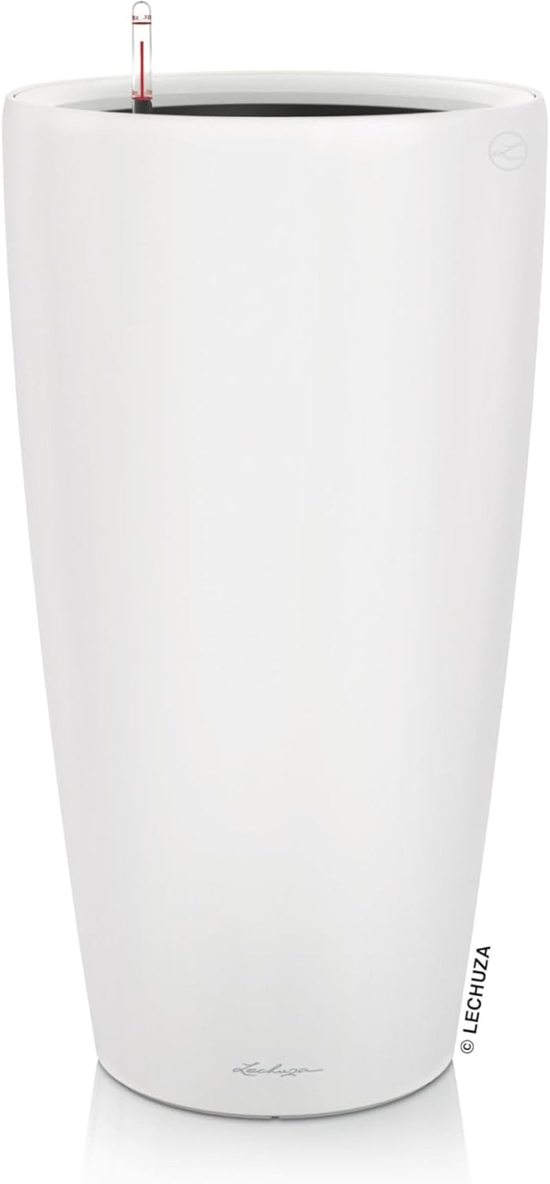 Plantekasse LECHUZA Rondo Premium 32 mat hvid | Plantesøjle med vandingssystem, vandstandsindikator og planteindsats | Mat finish | Ø 32,5 x 56,5 cm | 15786