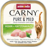 Voksen Pure & Mild våd kattefoder med kylling og katteurt (32 x 100 g), til følsomme katte, kornfri og sukkerfri, letfordøjeligt vådfoder med kylling