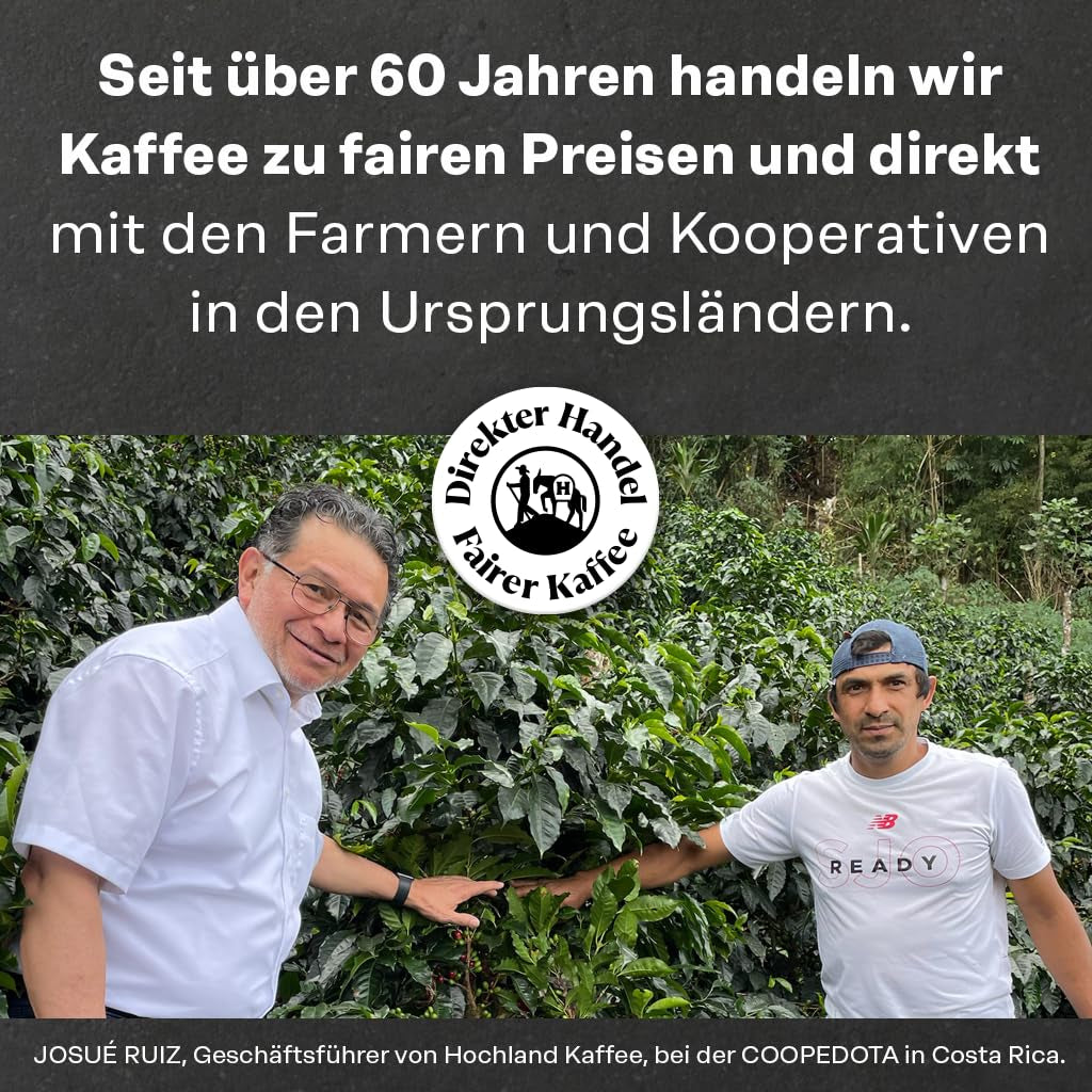 Hochland Kaffee - Holanka Crema - 250g Kaffeebohnen - Bæredygtigt direkte salg - Perfekt til fuldautomatiske maskiner og Siebträger - Mildere aromatisk smag - Bedste kvalitet fra Peru