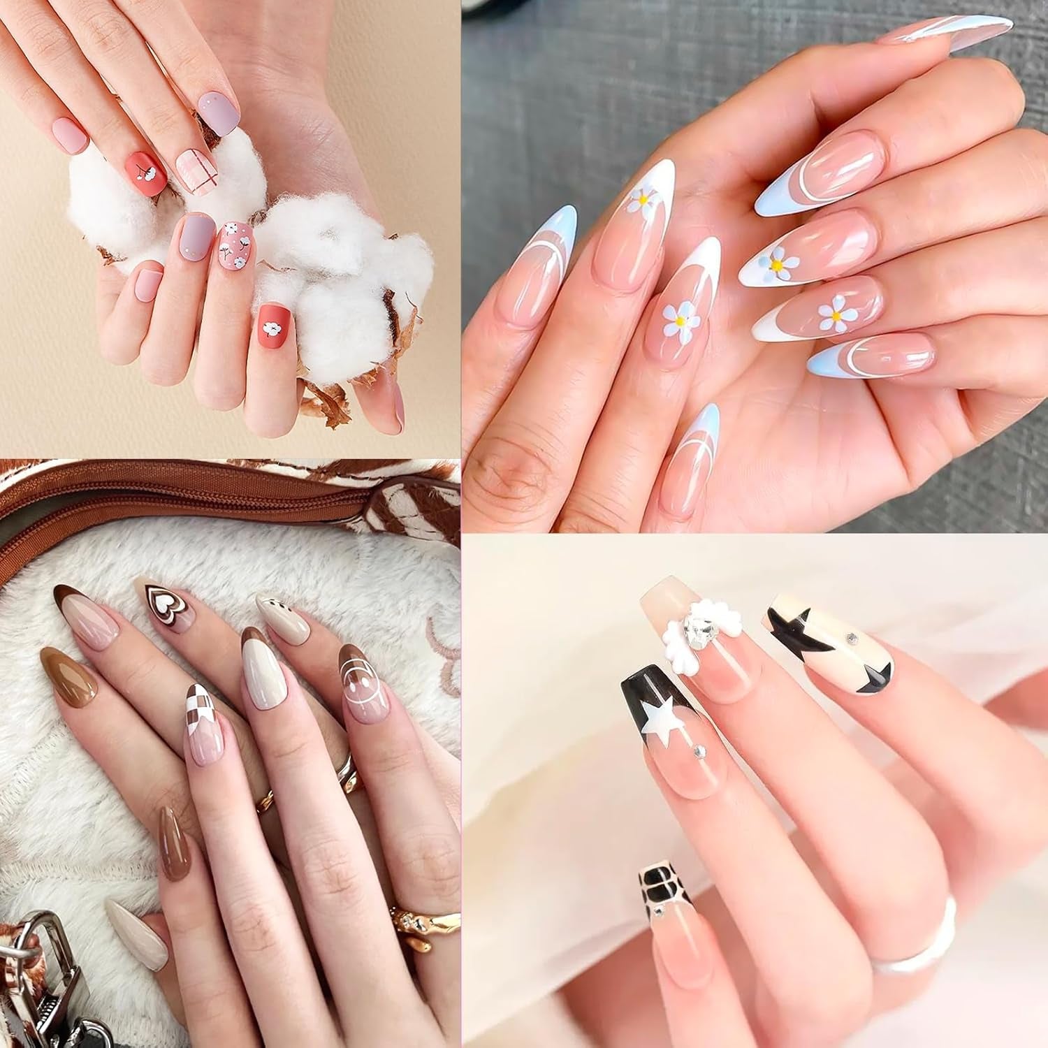 6 stk neglebørster med hætte Nail UV Gel Akryl neglebørste Nail Gel Brush Delvis Nail Art børstesæt