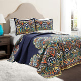 Lush Decor Clara quilt, bomuld, turkis og mandarin, Fuld/Queen Dyner og dyner Naty Shop Navy Fuld/Queen